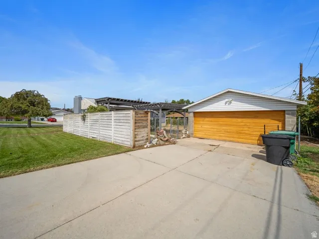 View of garage, with RV parking on the east side