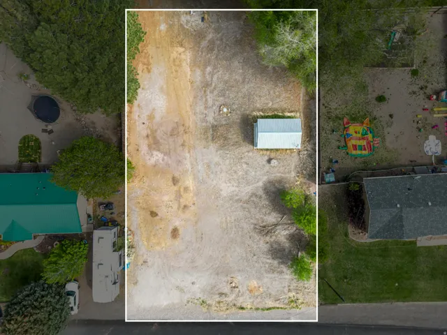 Aerial view of property's location with property parcel outlined