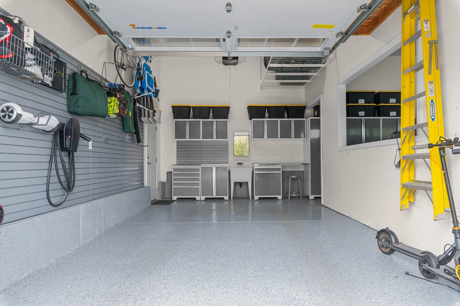 Garage with a sink