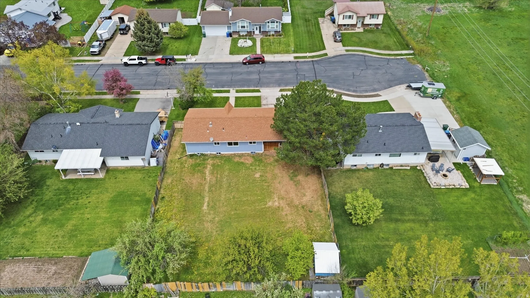 Aerial view of residential area