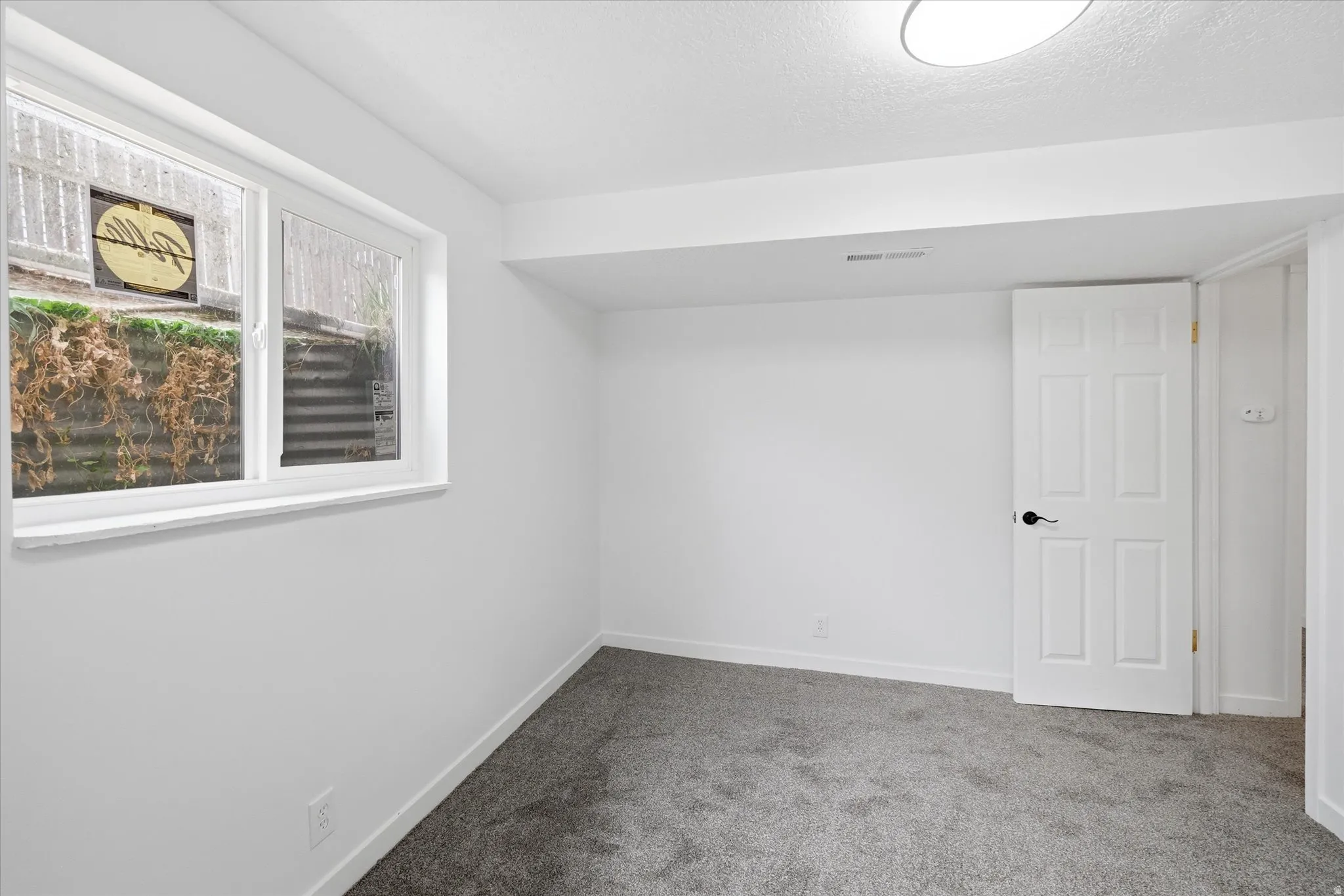 Basement featuring carpet and a textured ceiling