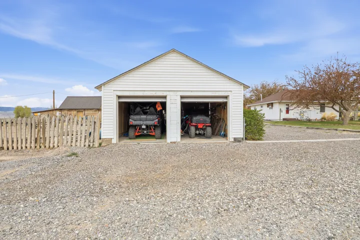 View of detached garage