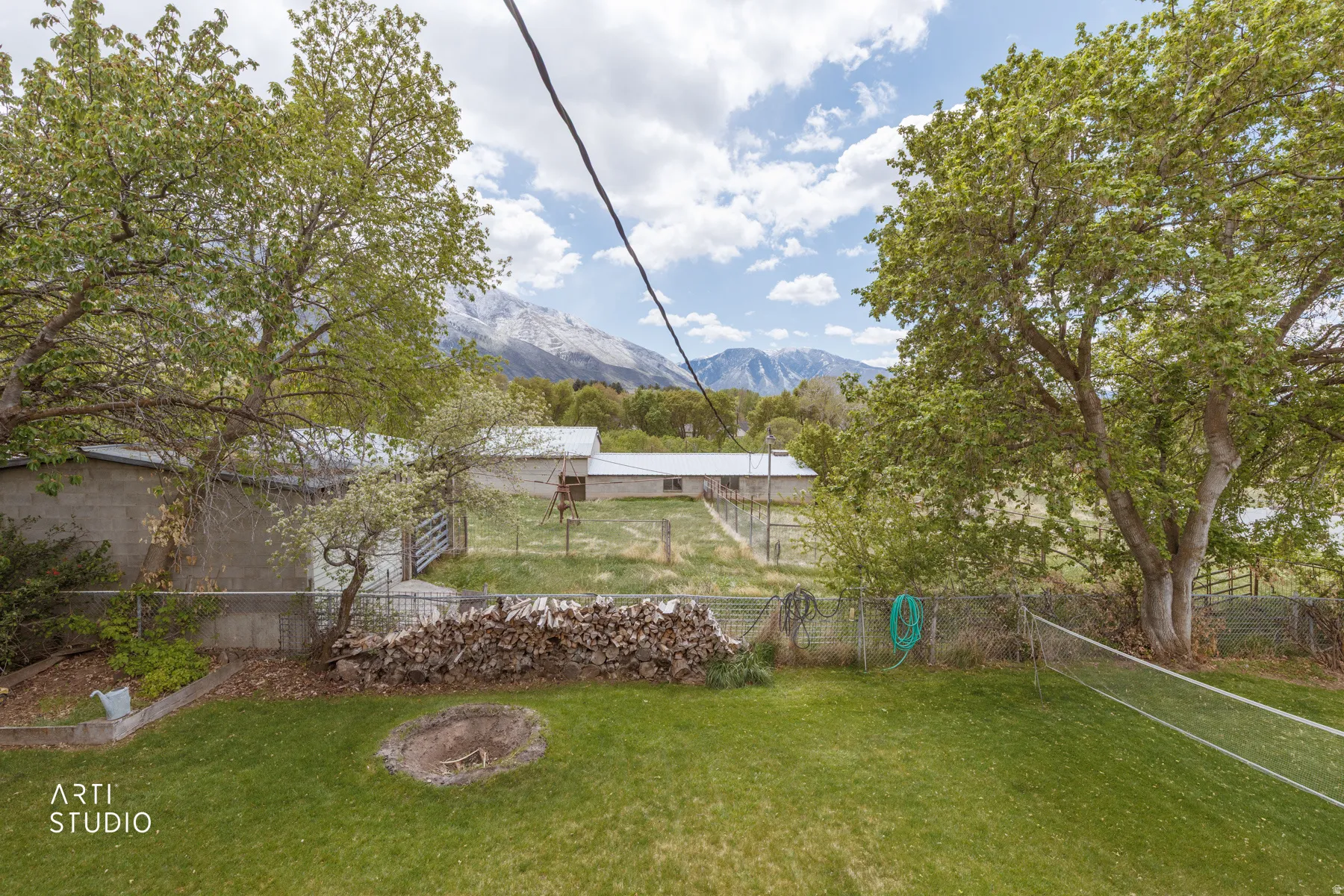 View of yard with a mountain view