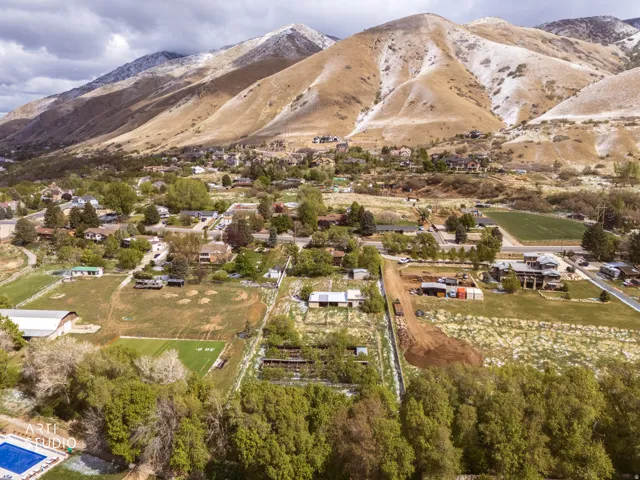 Aerial view of a mountainous background