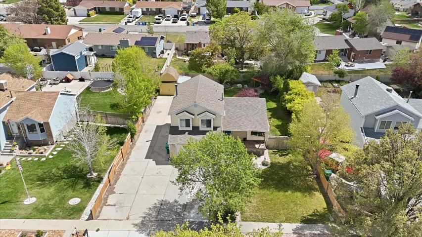 Aerial perspective of suburban area
