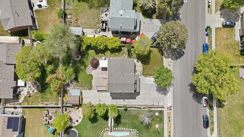 Aerial perspective of suburban area