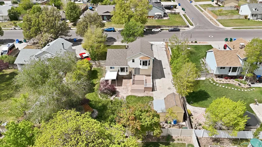Aerial perspective of suburban area