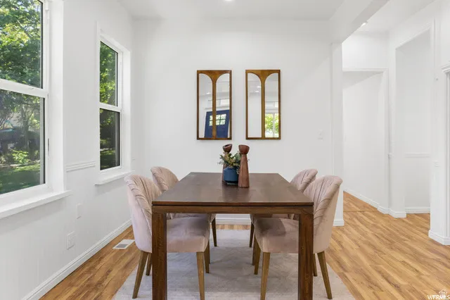 Dining room with light wood finished floors