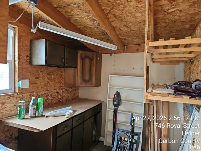Garage with shelf