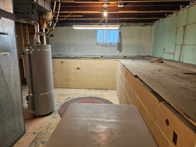 Basement with water heater