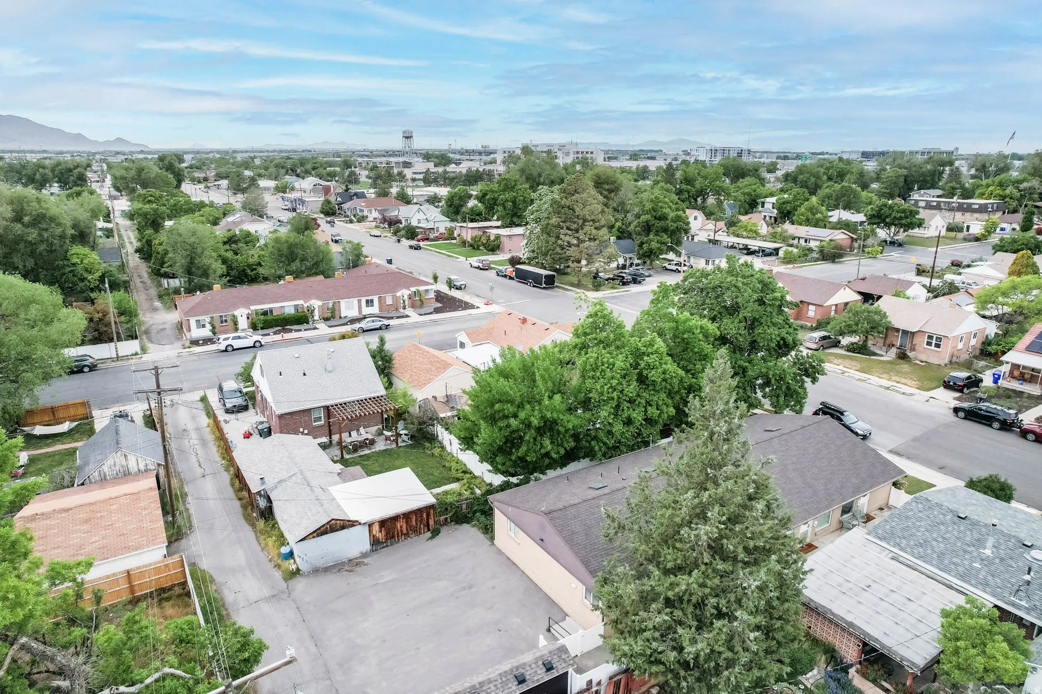 Aerial perspective of suburban area
