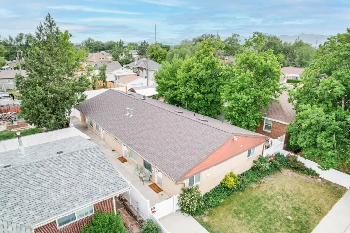 Aerial perspective of suburban area
