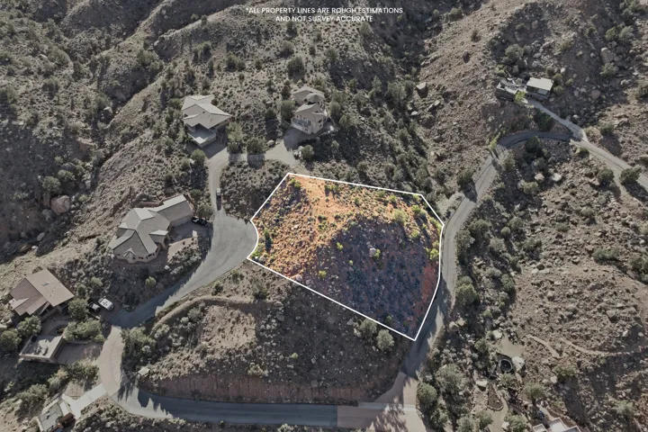 Aerial view of property's location with property parcel outlined
