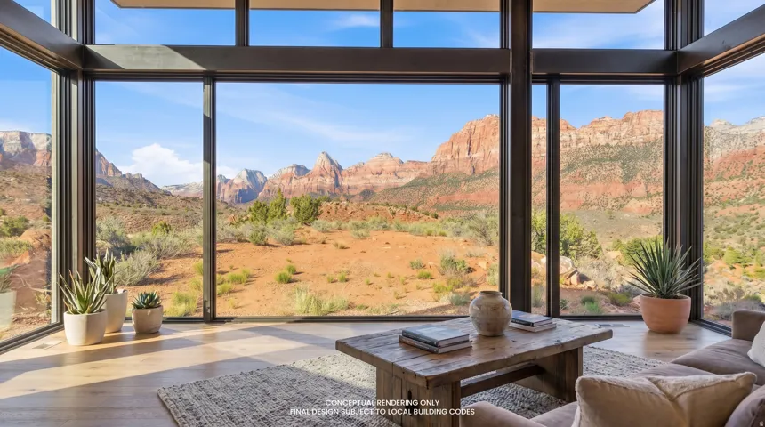 Sunroom / solarium with wood finished floors, expansive windows, and a mountain view