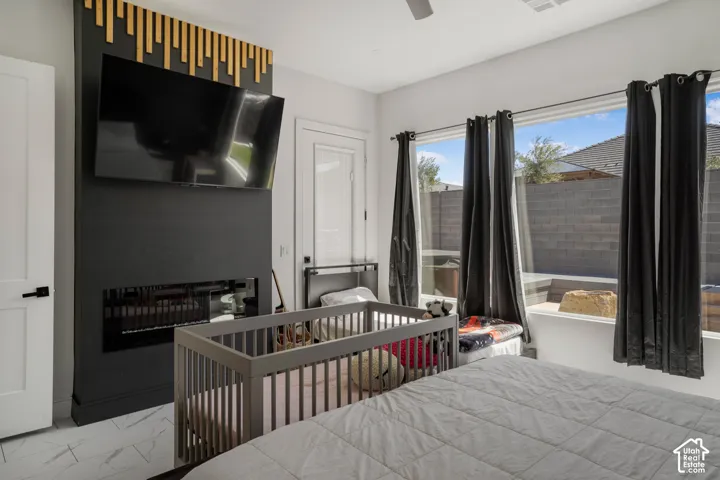 Bedroom with a ceiling fan