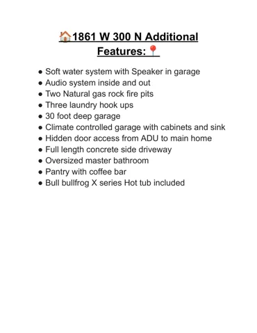 Property Listing. Presenting a list of supplementary property attributes
