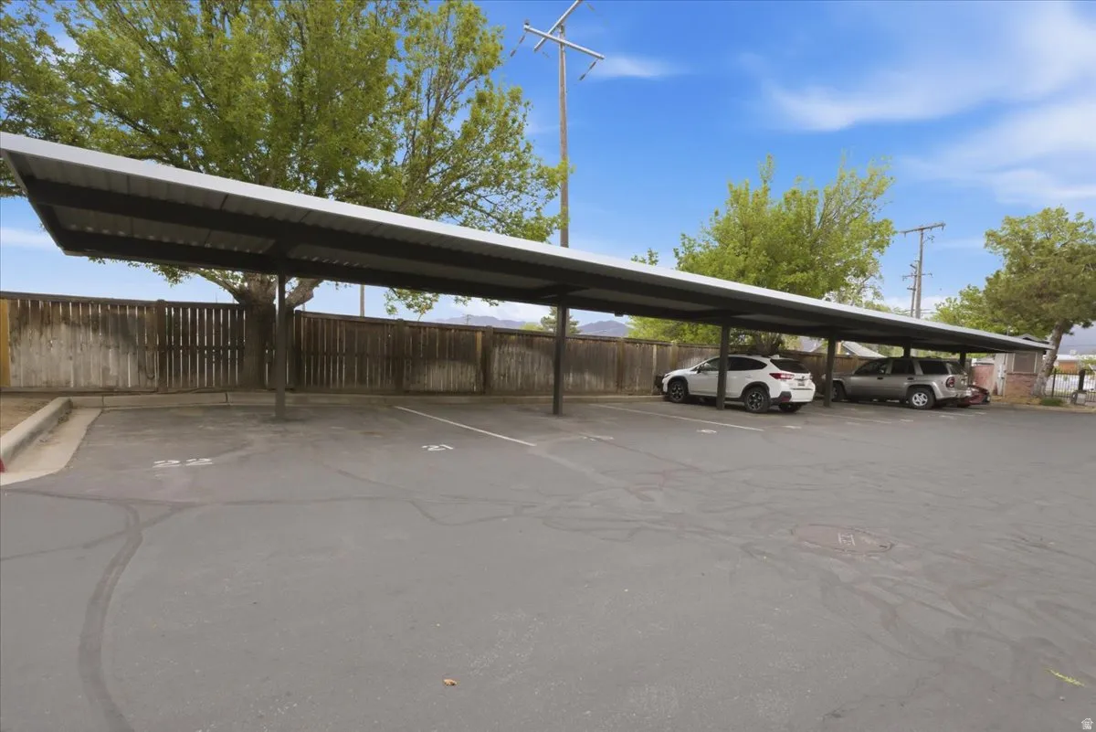 View of covered parking lot