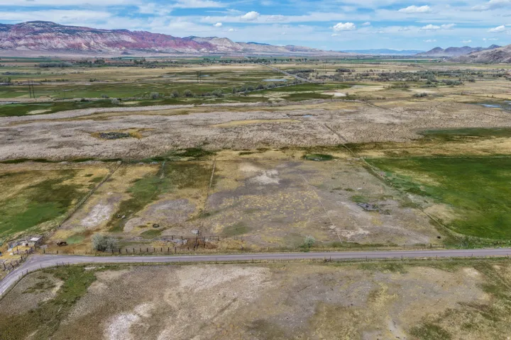 Aerial view of sparsely populated area featuring mountains