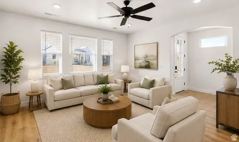 Living Room-Home is not furnished. Furnishings/Decor shown are examples only and are not included.