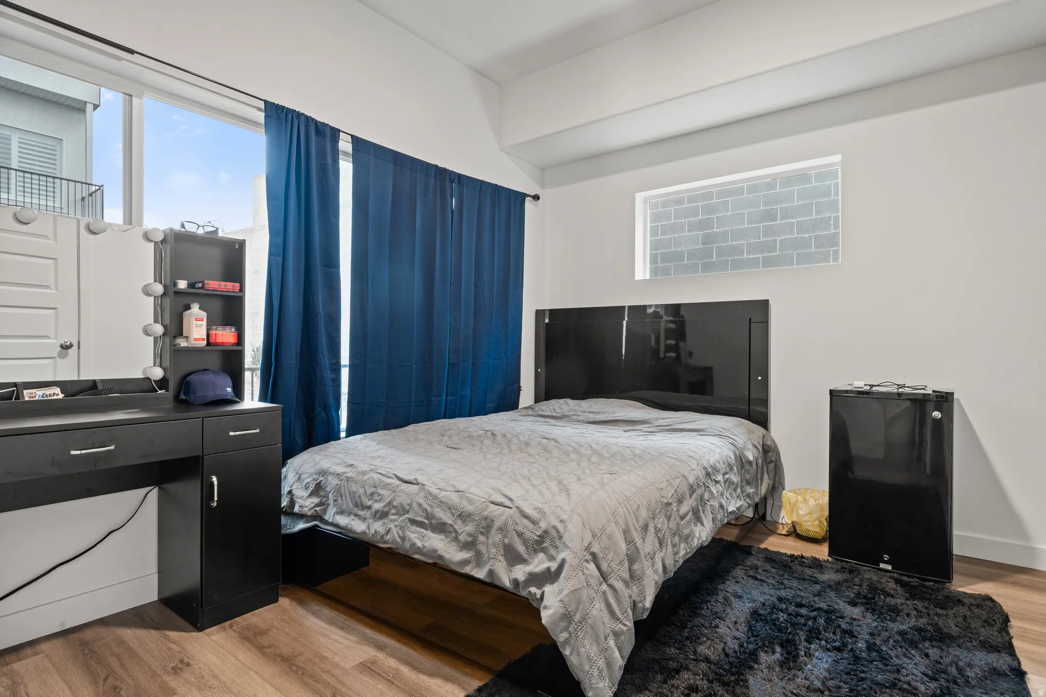 Bedroom with light wood-style flooring