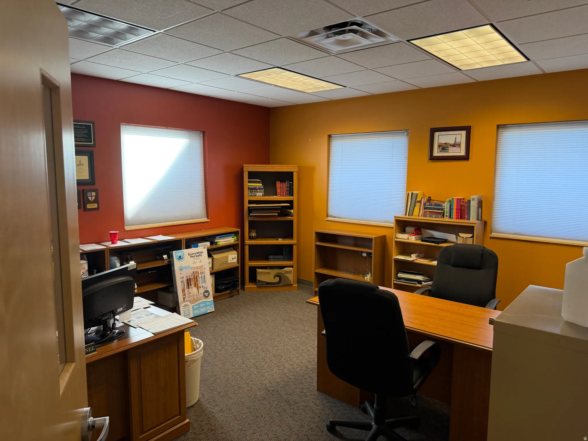 Office with a drop ceiling