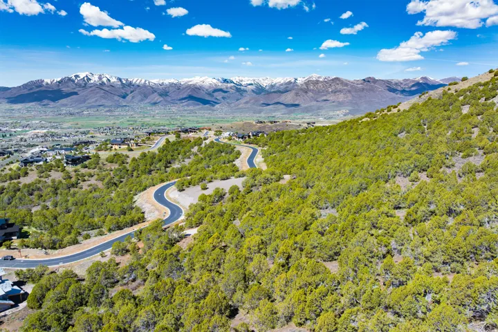Aerial view of a mountain backdrop