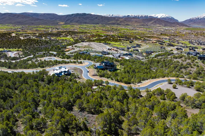 Bird's eye view of a mountainous background