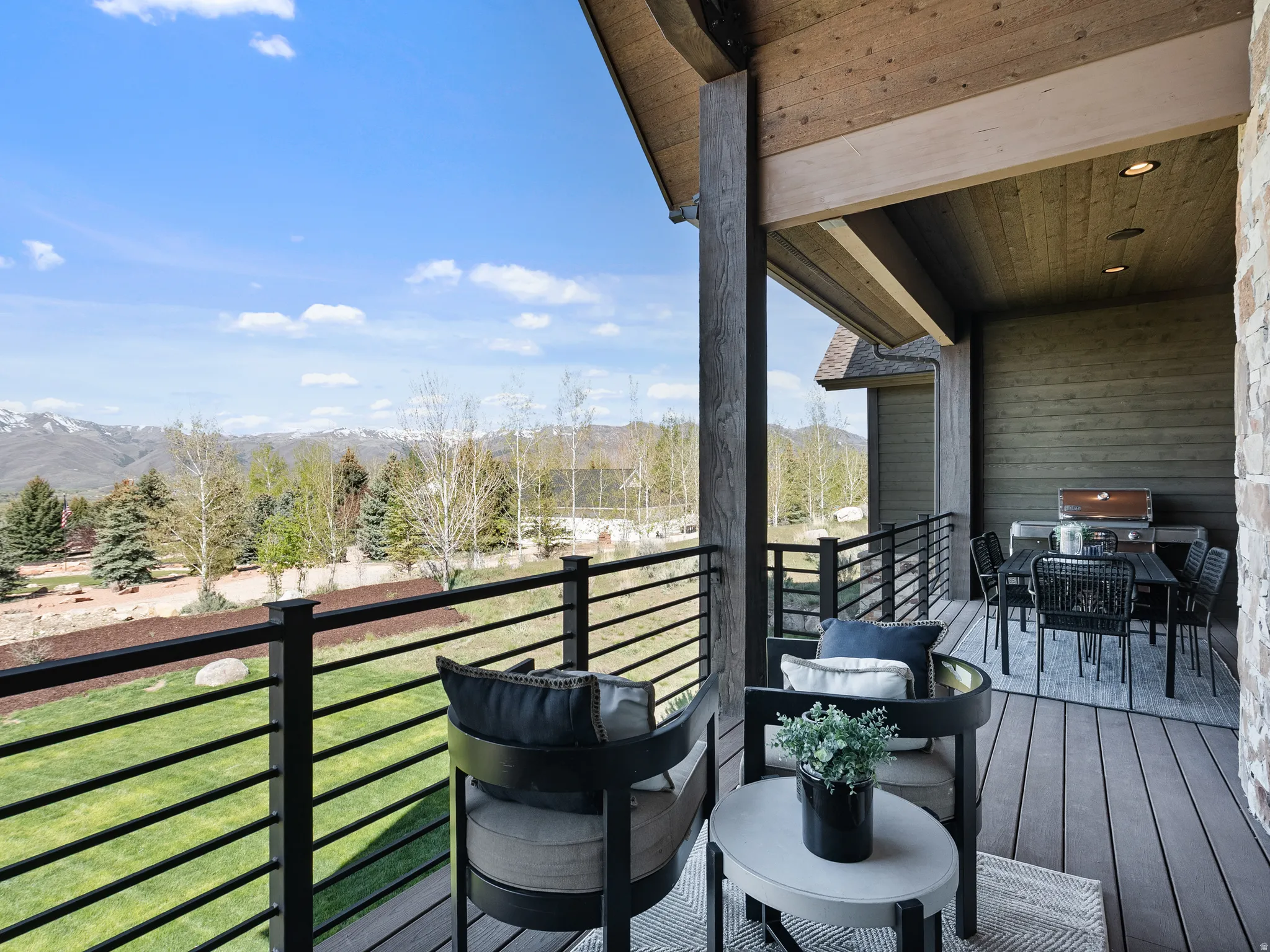 Balcony with a mountain view