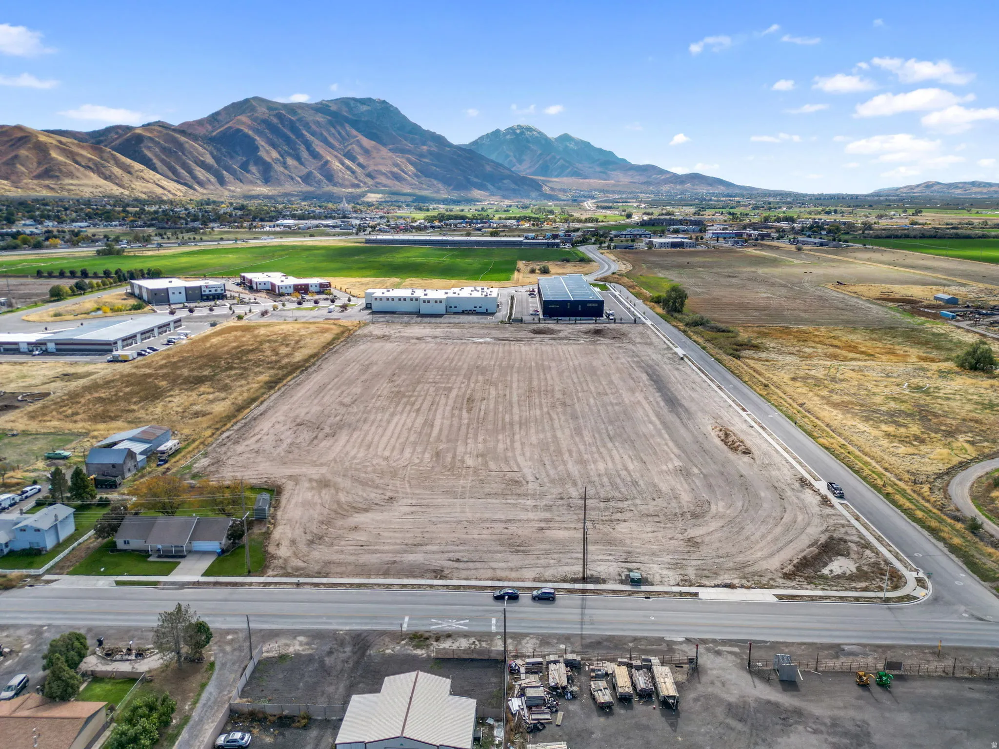 Drone / aerial view of a mountainous background