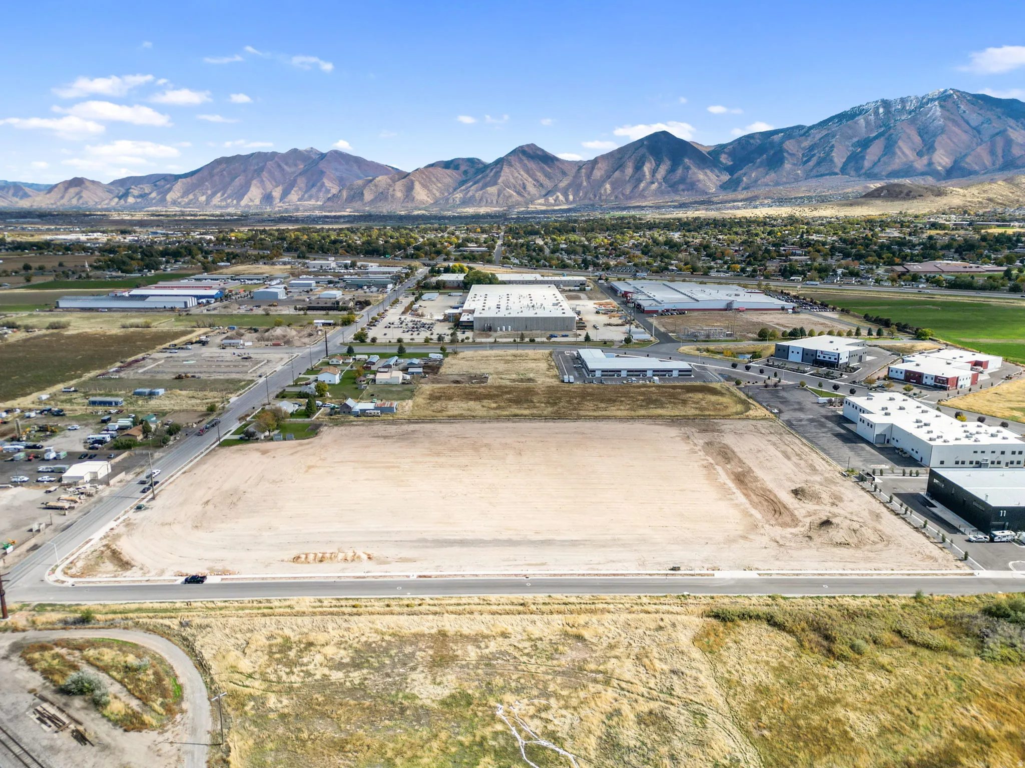 Drone / aerial view of a mountainous background