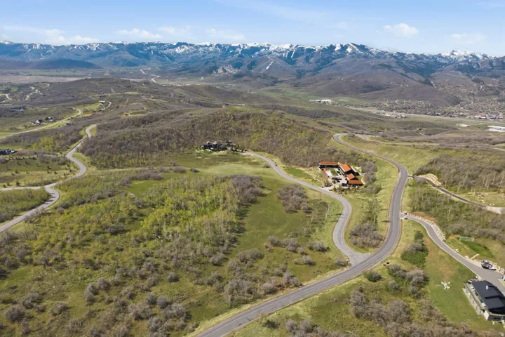 Drone / aerial view of a mountain backdrop