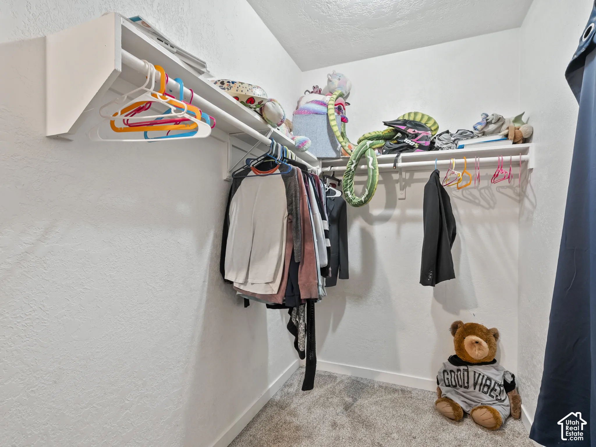 Walk in closet with carpet