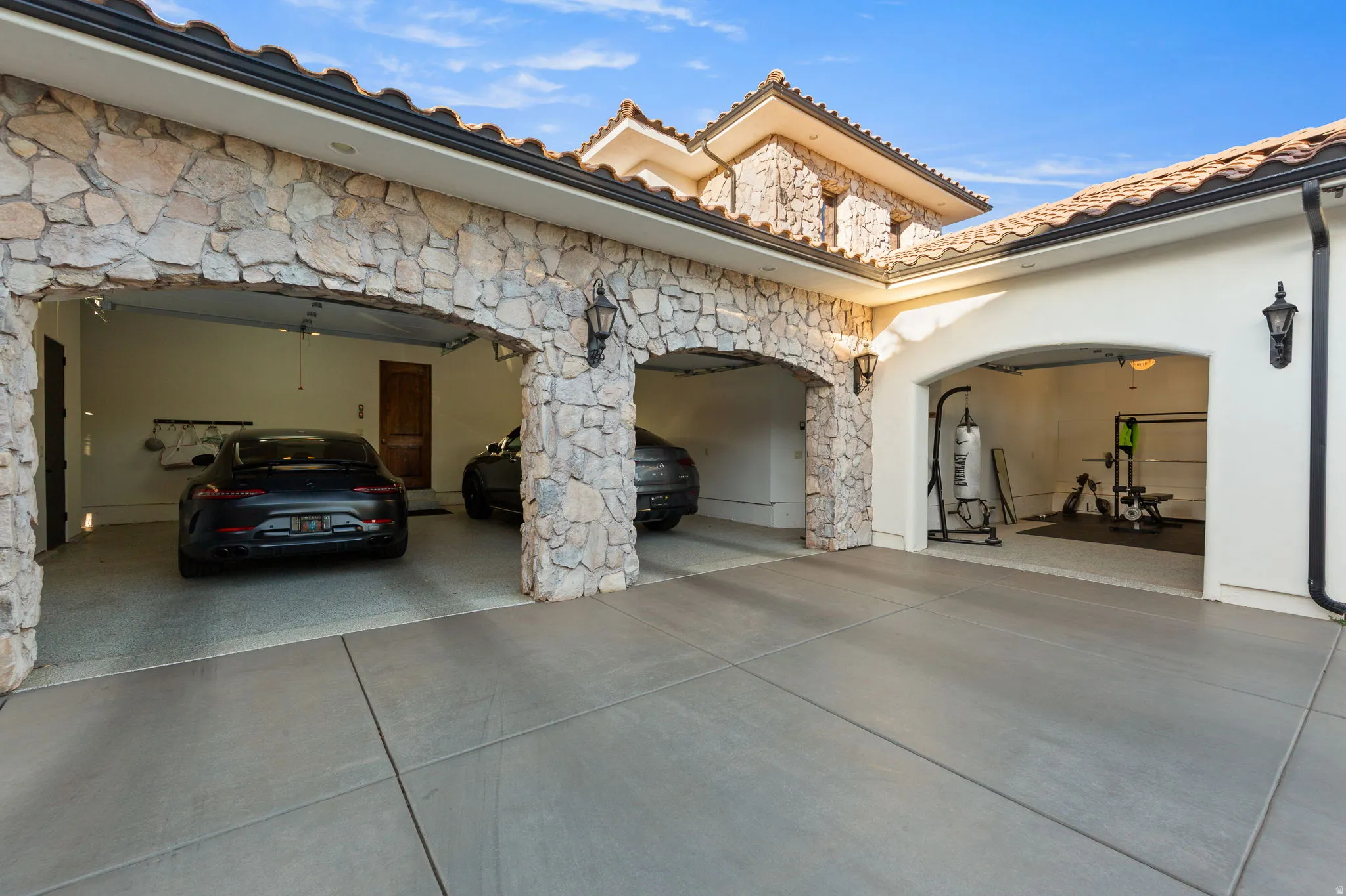 Garage with driveway