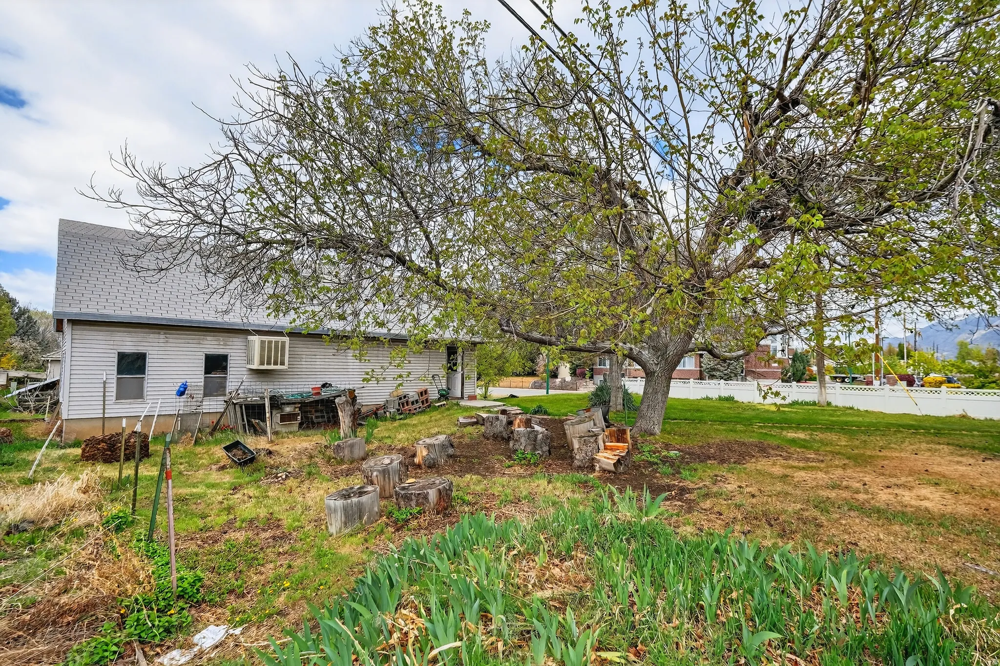 Back of property with roof with shingles