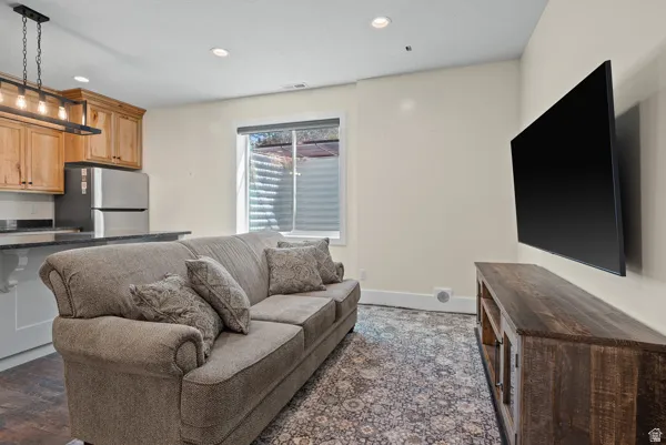 Living area with recessed lighting