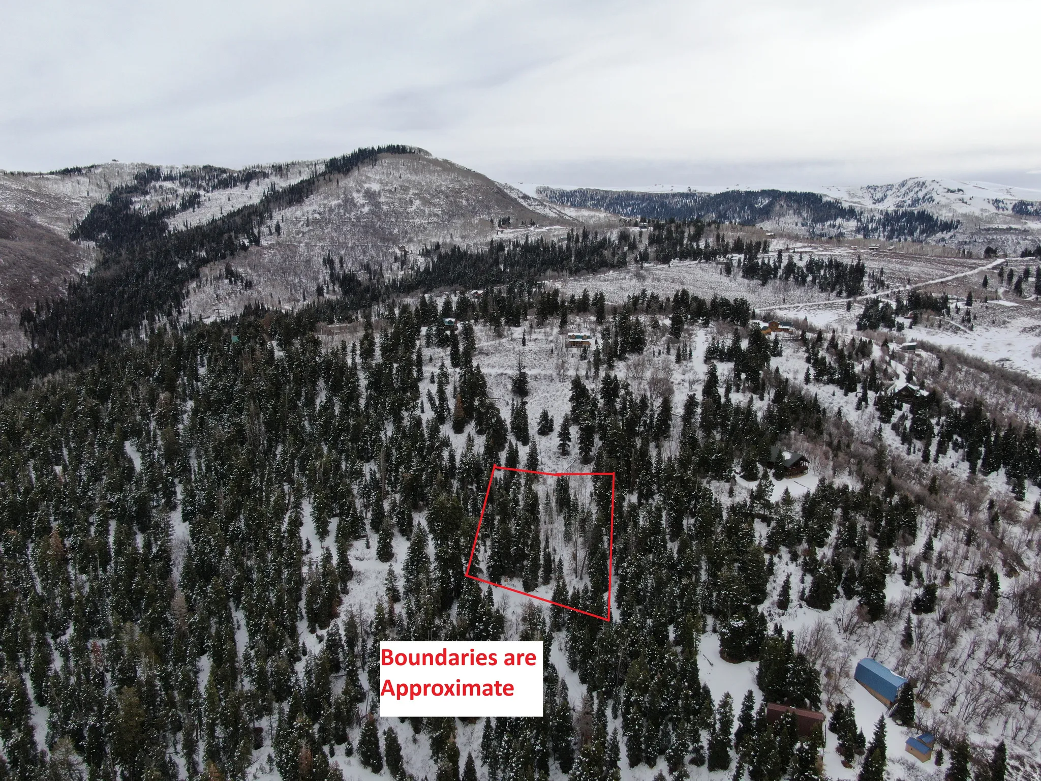 Aerial View Looking East.  Boundaries are approximate.