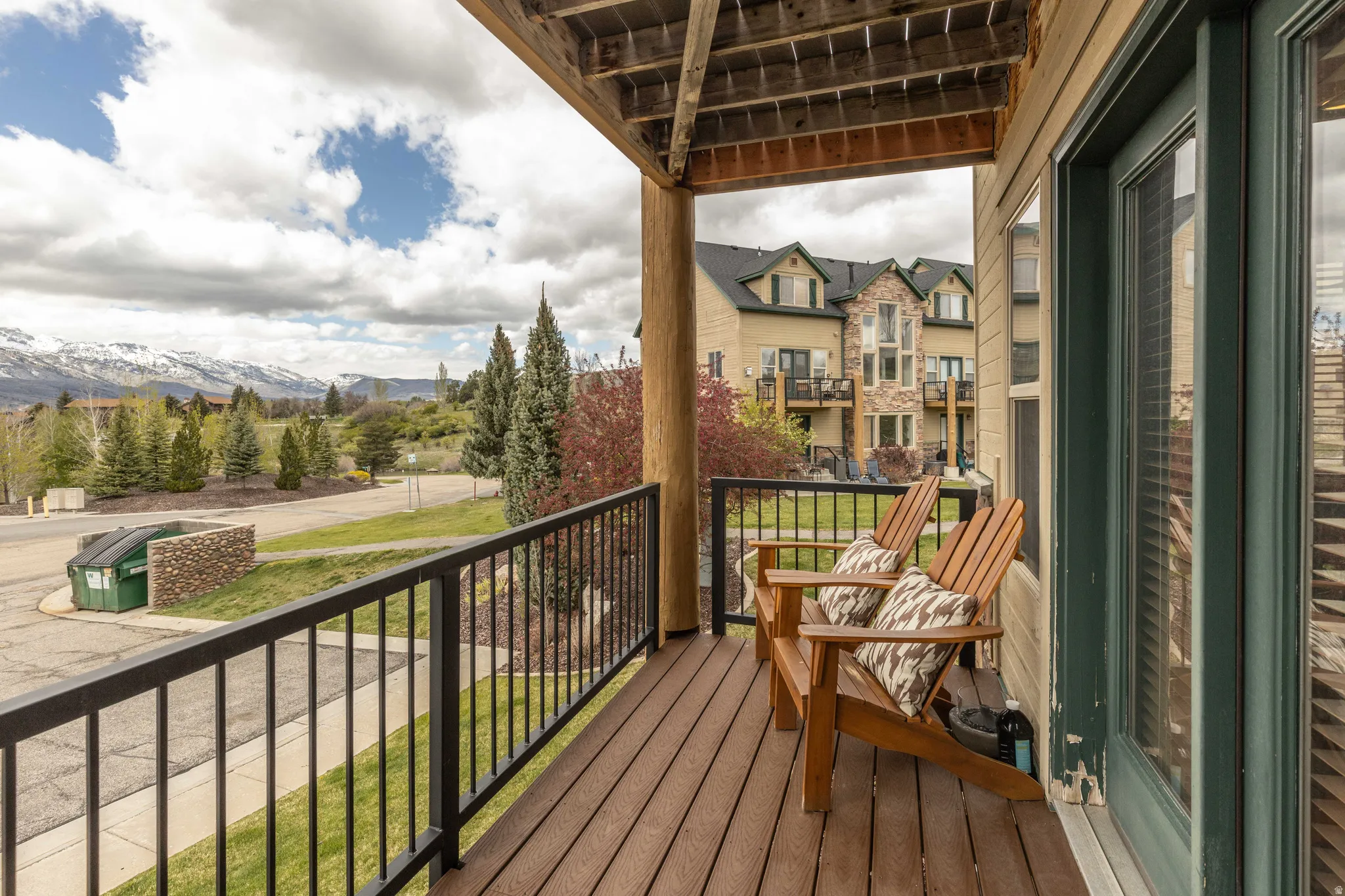 Balcony with a mountain view