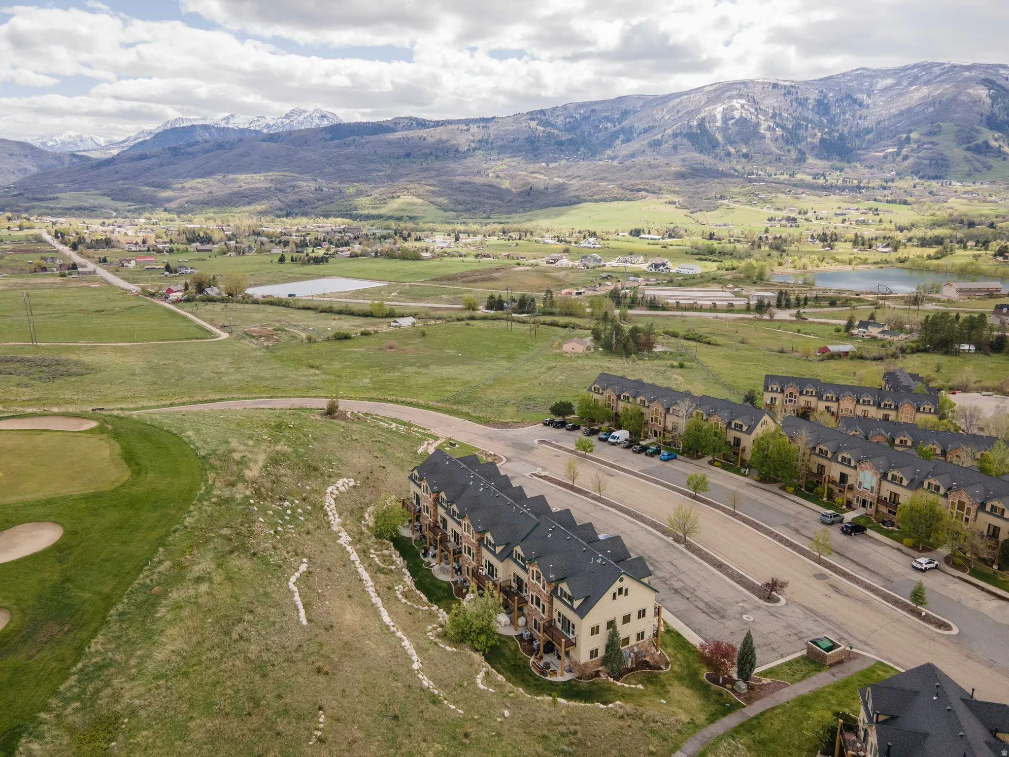 Drone / aerial view of a water and mountain view