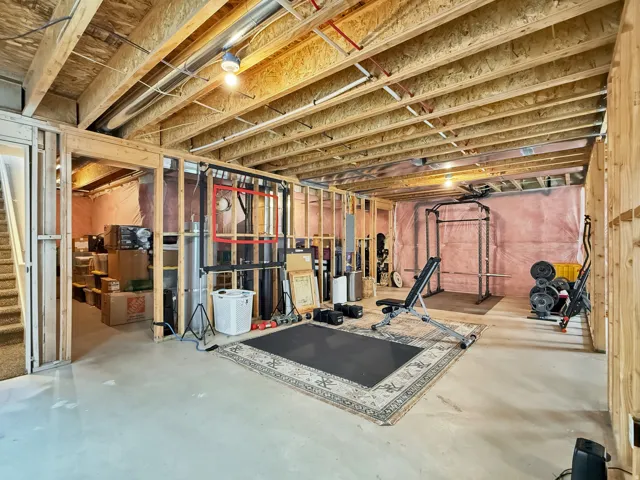 Workout area with concrete floors