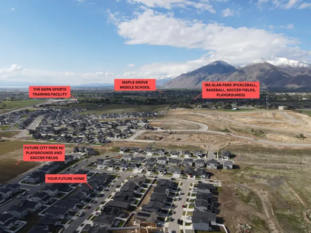 View of property location with nearby suburban area and mountains