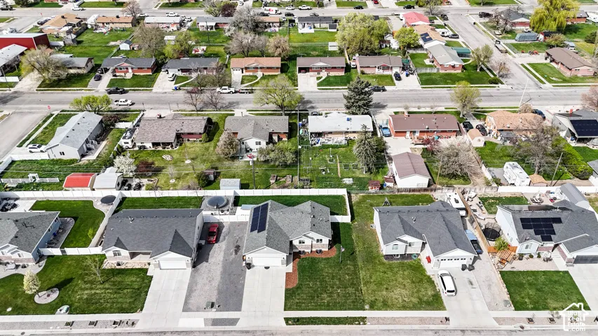 Aerial perspective of suburban area