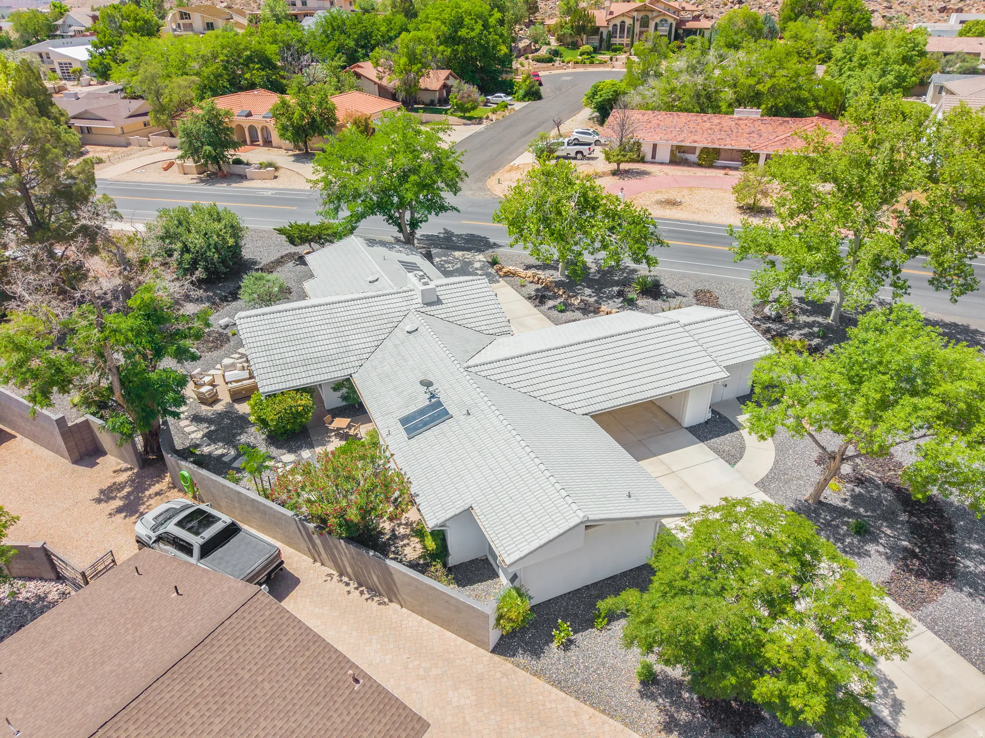 Aerial view of residential area