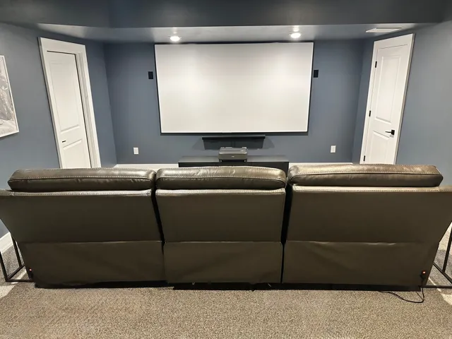 Home theater with carpet floors