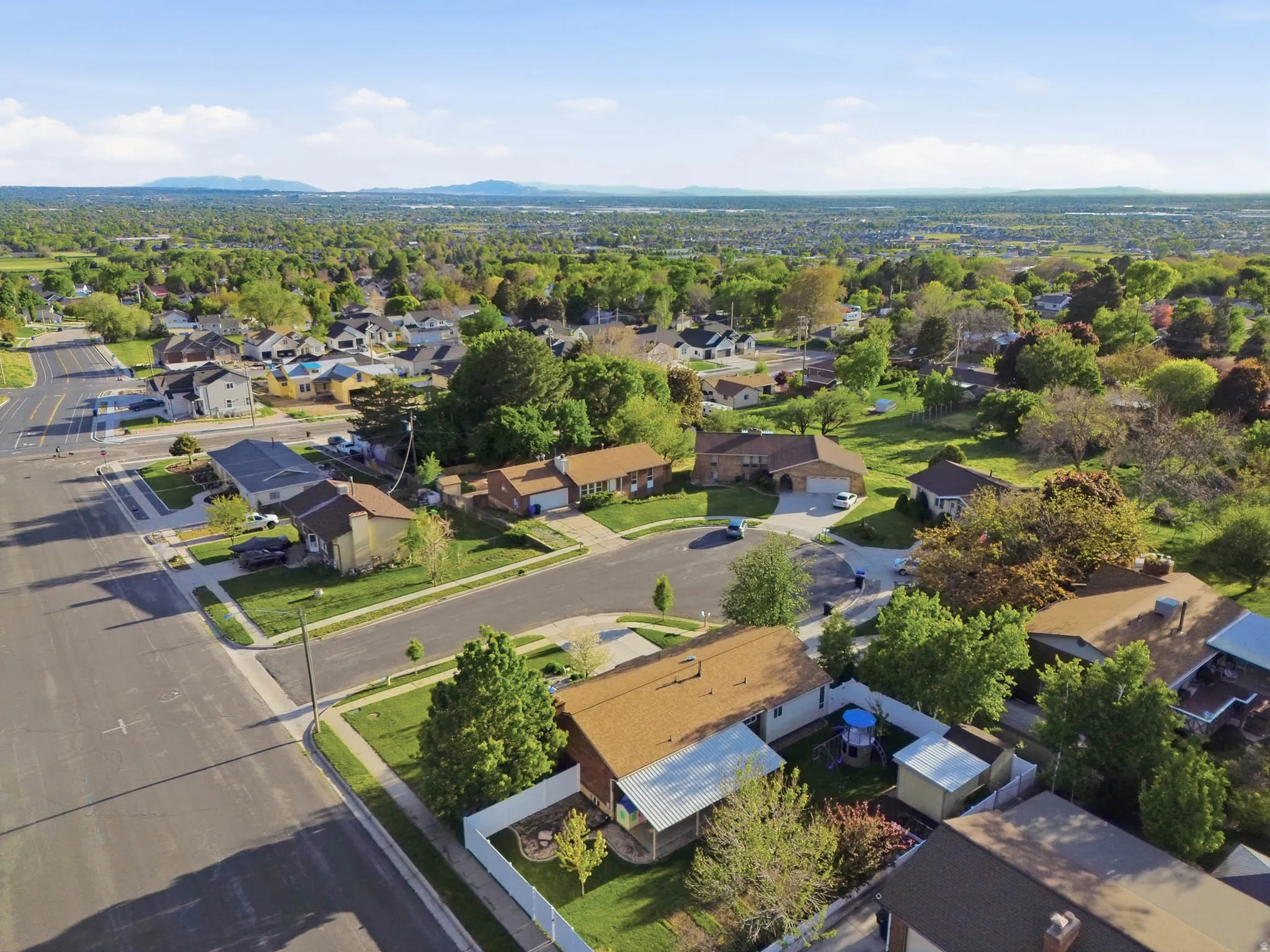 Aerial view of residential area