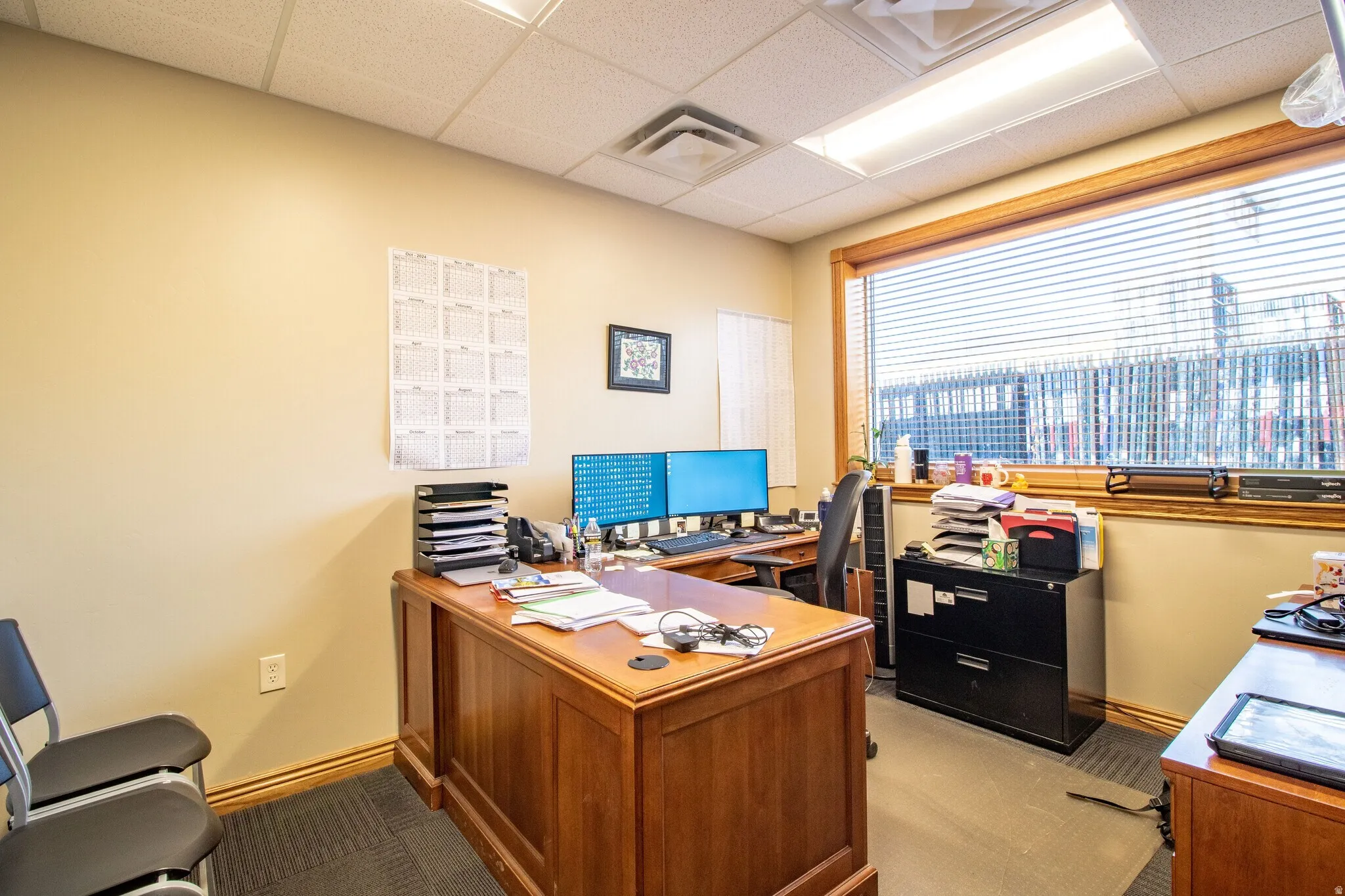Office with a drop ceiling
