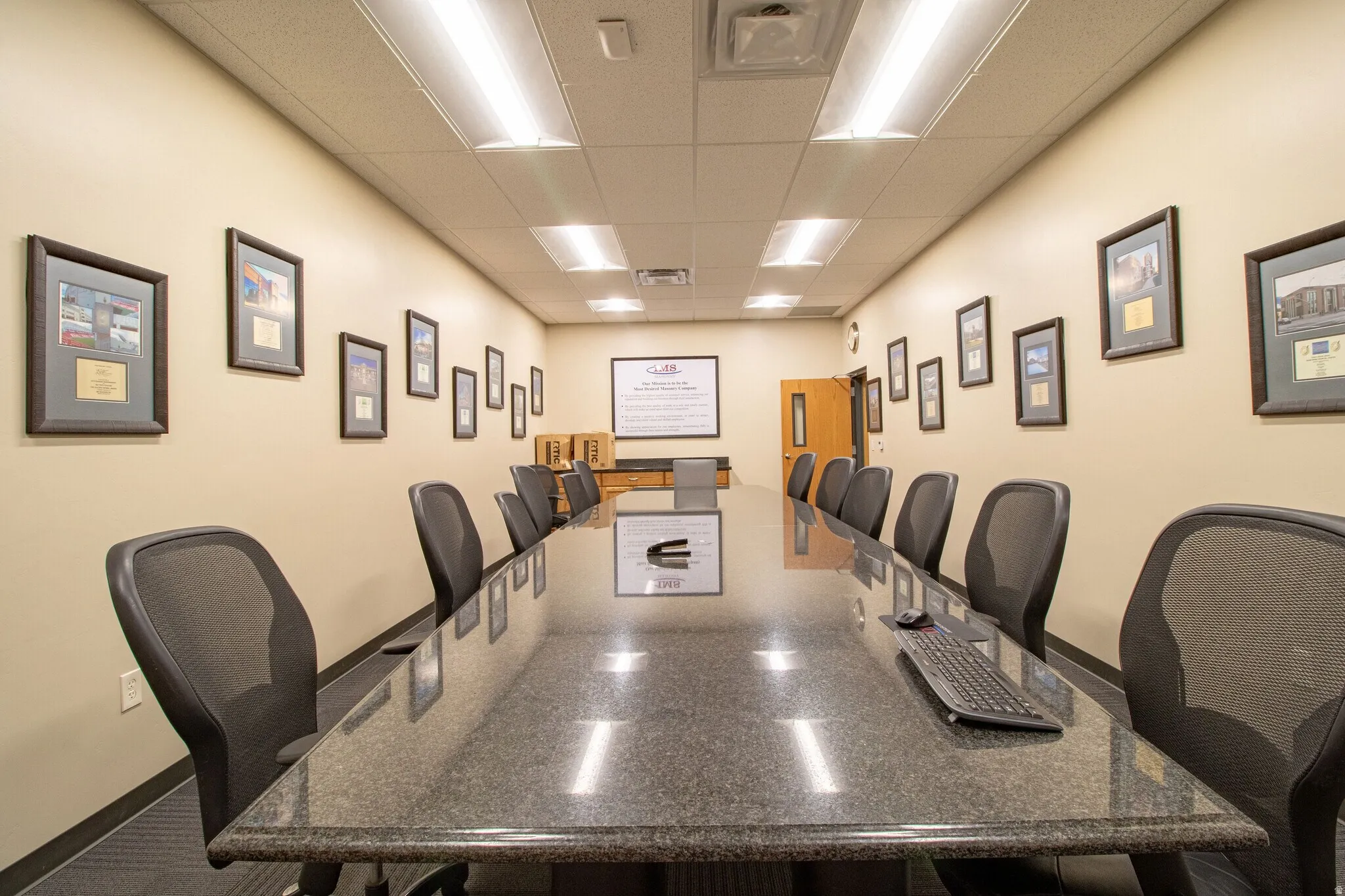 Office with a drop ceiling