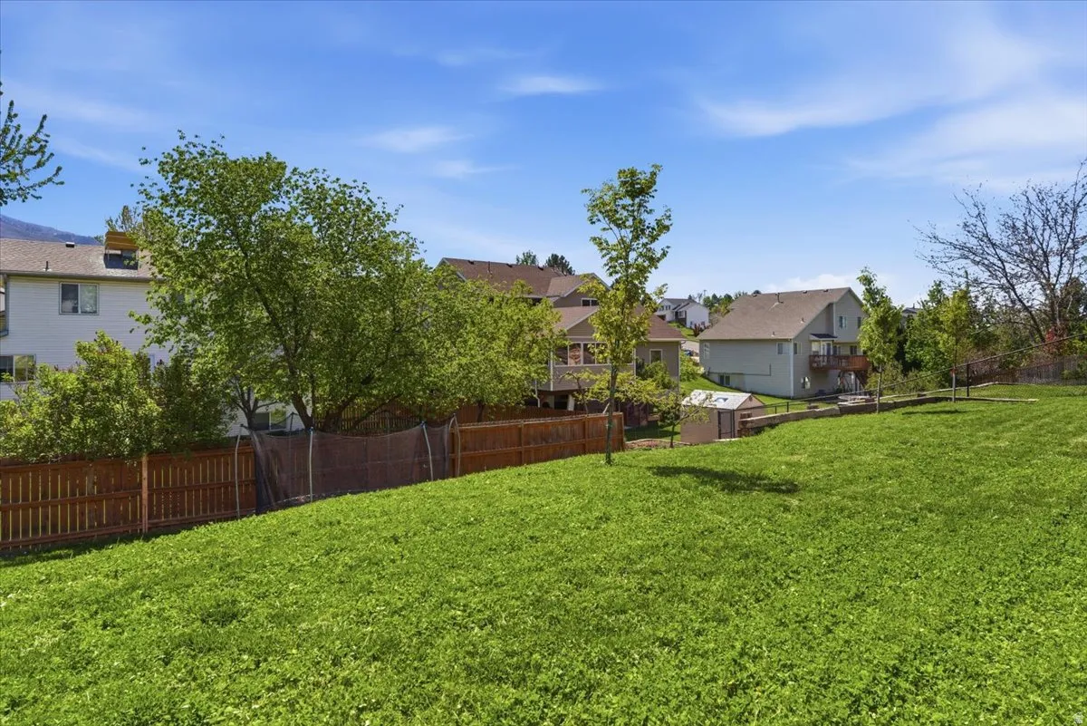 View of fenced backyard