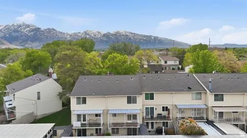 Aerial view of a mountain backdrop