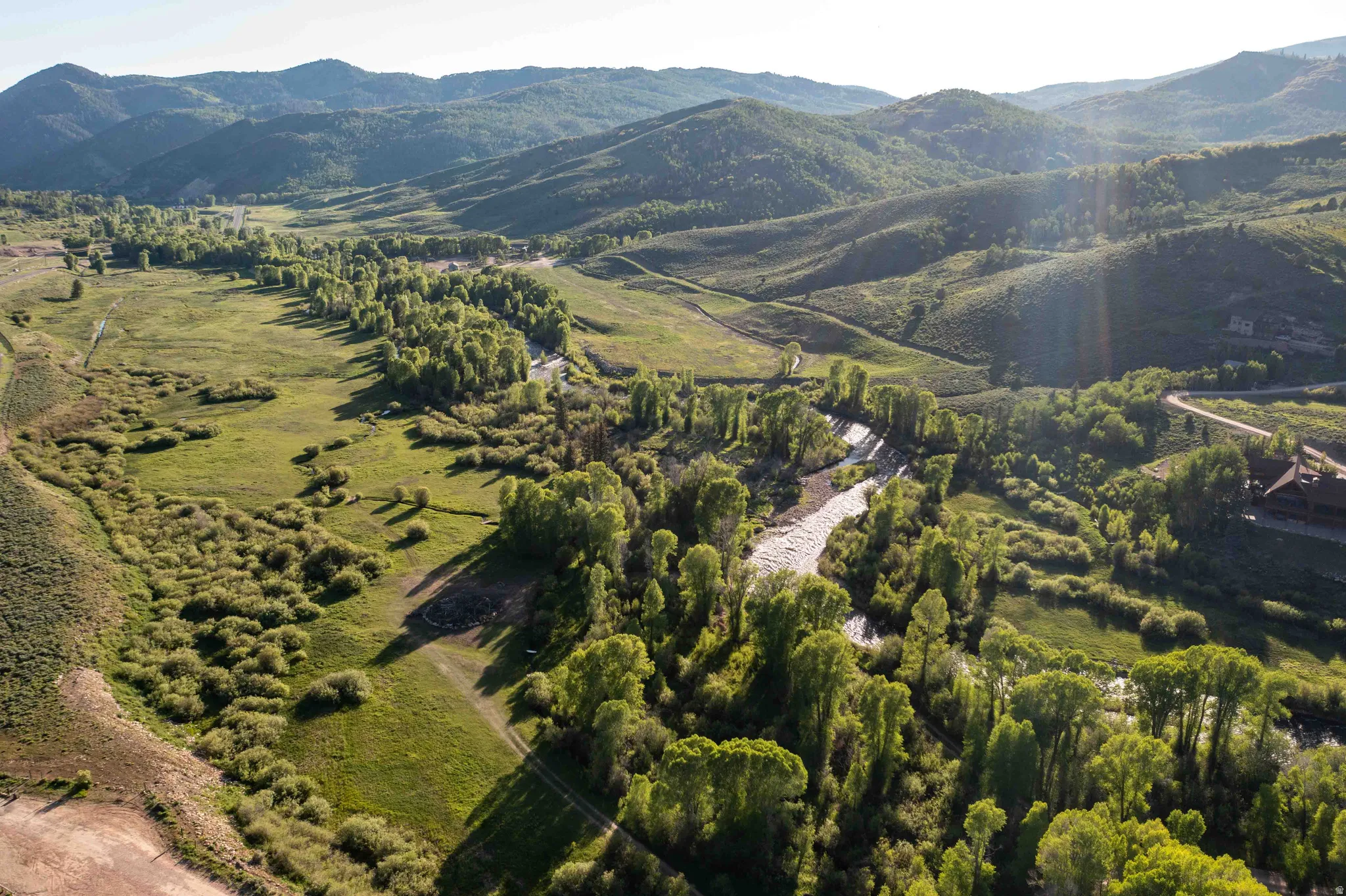 View of mountain background with rural landscape