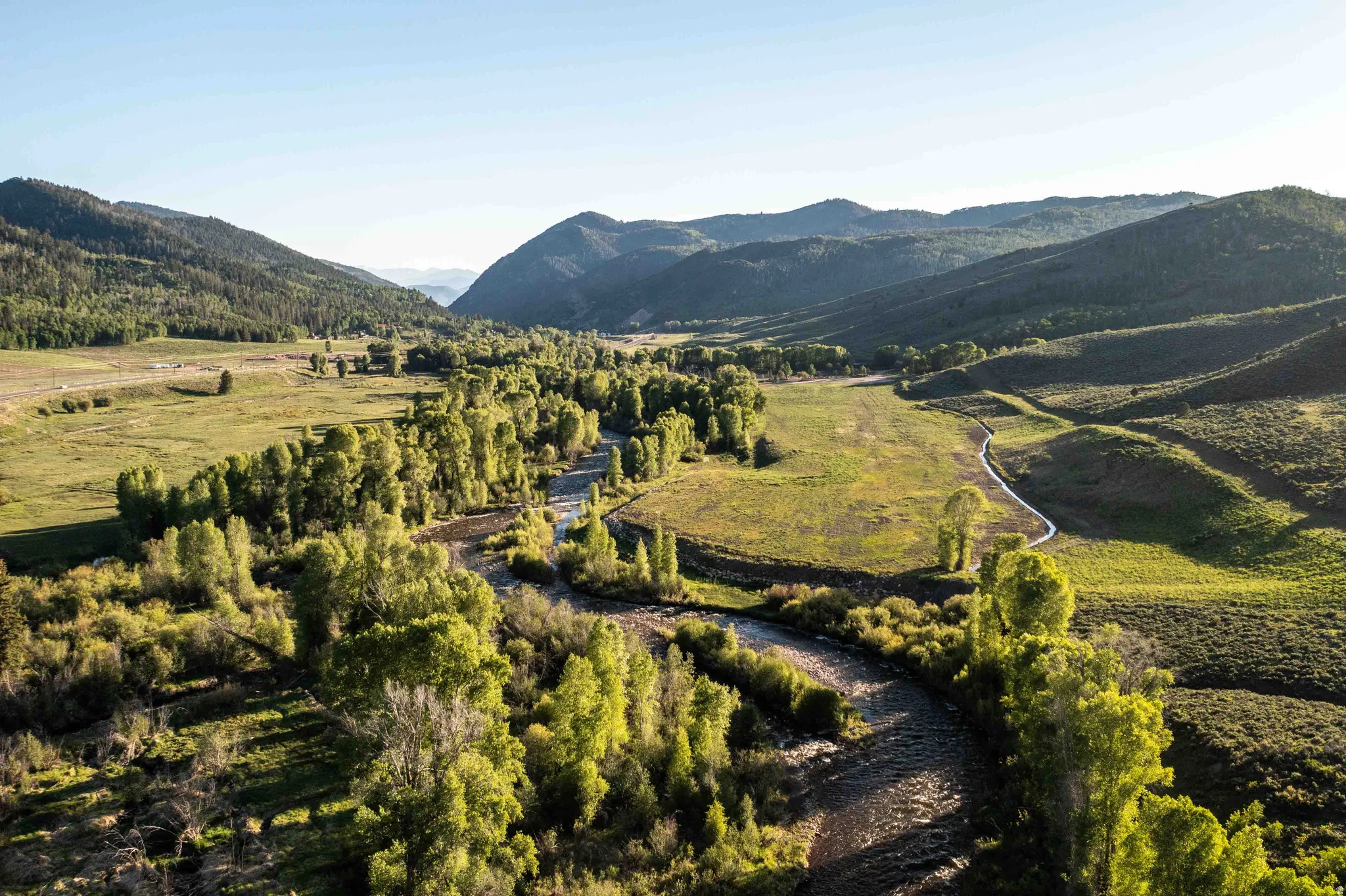 View of mountain background with rural landscape
